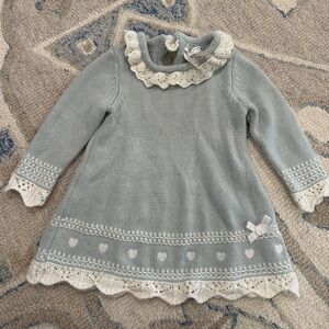 Max Studio Baby Gray Knit Sweater Dress with Lace